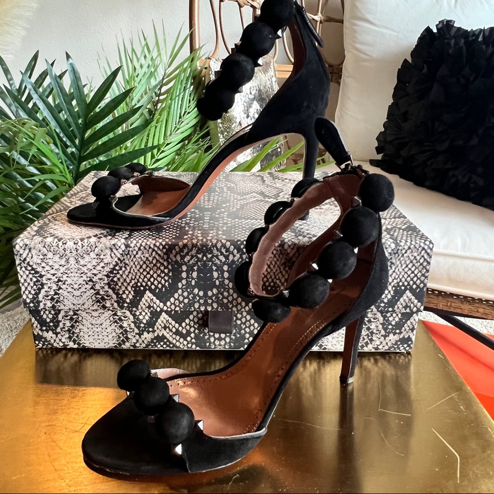 ALAIA Black Bombe Suede Ankle Strap Stilettos - Picture 10 of 17